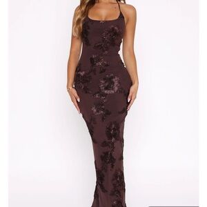 White Fox Boutique Chocolate Floral Maxi Dress
